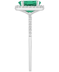 Lab-Created Emerald (1 ct. t.w.) & White Sapphire (1/5 Oval Halo Ring