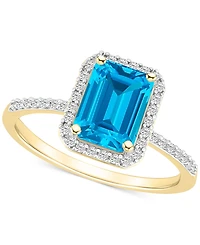 Blue Topaz (2 ct. t.w.) & Lab Created White Sapphire (1/4 Statement Ring 10k Yellow Gold