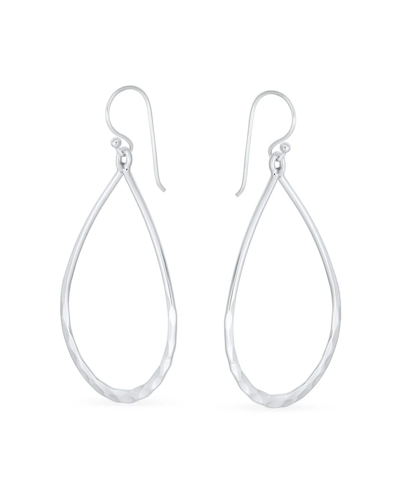 Bling Jewelry Pear Shaped Lightweight Hoop Huggie Earrings Sterling Silver 2 Inch