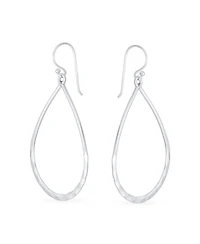 Bling Jewelry Pear Shaped Lightweight Hoop Huggie Earrings Sterling Silver 2 Inch