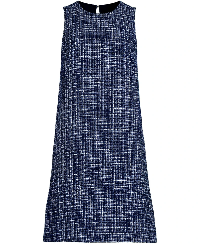 Lands' End Women's Washable Tweed Sleeveless Above the Knee Dress
