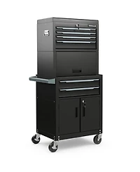 3-in-1 6-Drawer Rolling Tool Chest Storage Cabinet with Universal Wheels and Hooks Mobile Organizer