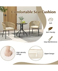 Patio Chairs Set of 4 with Curved Backrest and Seat Cushion for Patio