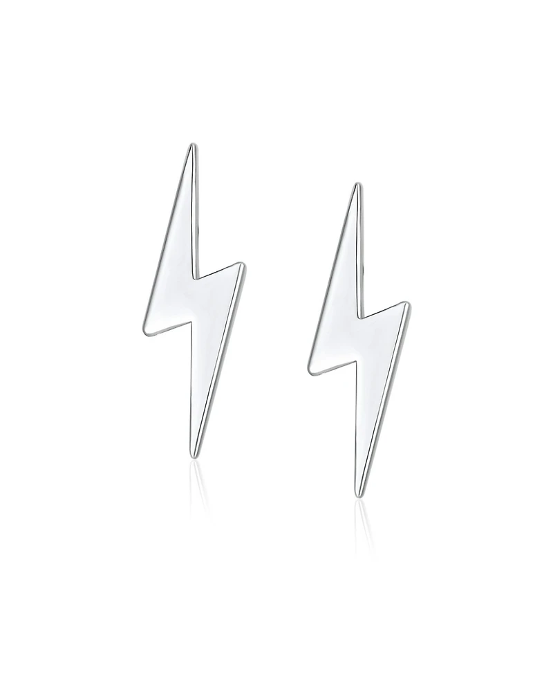 Bling Jewelry Tiny Geometric Lightning Bolt Stud Earrings in Sterling Silver
