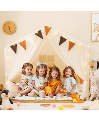 Large Kids Playhouse Tent with Curtains and Windows for Indoor or Outdoor Fun