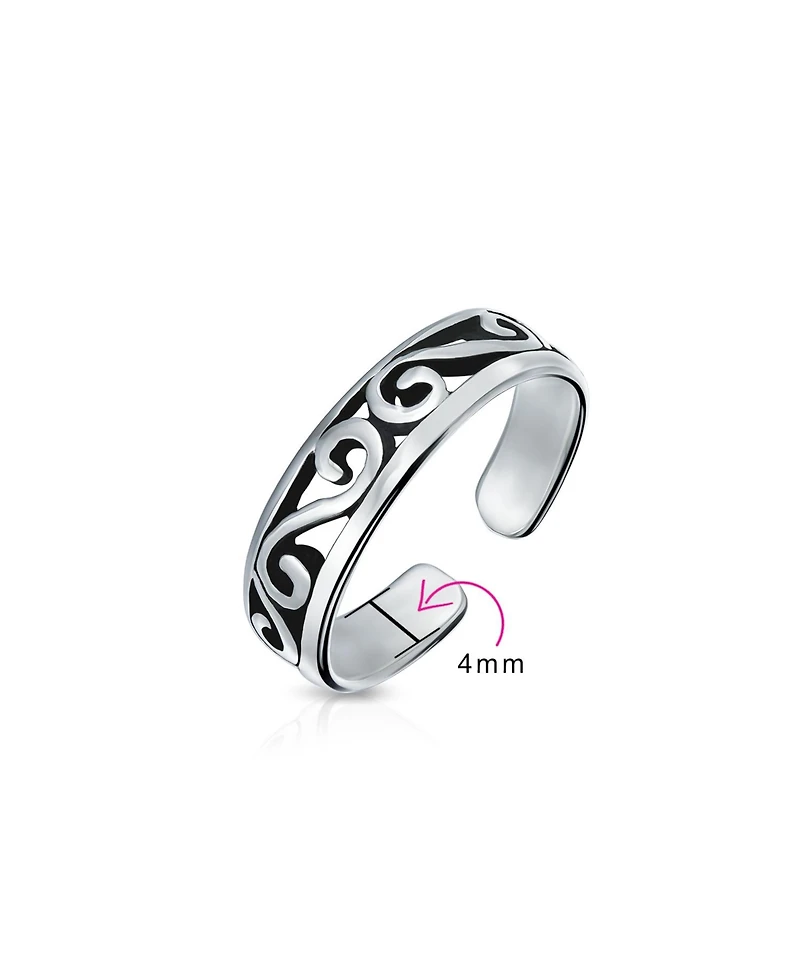 Bling Jewelry Open Spiral Celtic Scroll Wide Midi Toe Ring in Oxidized Sterling Silver