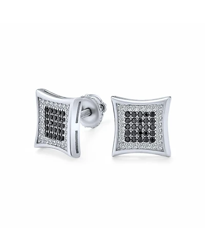 Bling Jewelry Contemporary 12MM Black & White Cz Stud Earrings in Sterling Silver