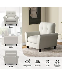 Pcs Upholstered Modern Accent Chair Mid-Century Armchair with Rubber Wood Legs