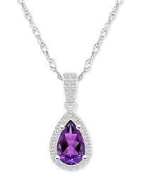Blue Topaz (1-1/10 ct. t.w.) & Lab-Created White Sapphire (1/6 Pear Halo 18" Pendant Necklace 10k Gold (Also Additional Gemstone
