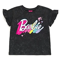 Barbie Little Girls French Terry T-Shirt and Shorts Outfit Set