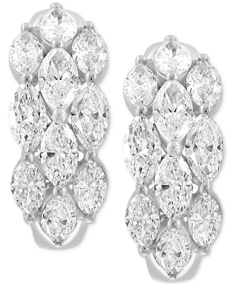 Effy Lab Grown Diamond Marquis Cluster Small Hoop Earrings (3-1/4 ct. t.w.) in 14k White Gold, 0.75"