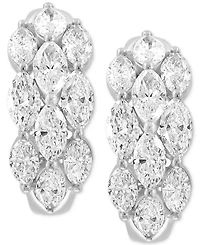 Effy Lab Grown Diamond Marquis Cluster Small Hoop Earrings (3-1/4 ct. t.w.) in 14k White Gold, 0.75"