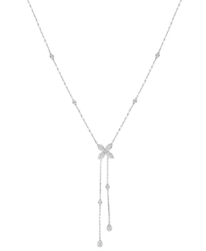 Effy Diamond Flower 18" Lariat Necklace (3/4 ct. t.w.) in 14k White Gold