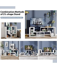 3 Pieces Tv Console Stand Modern Entertainment Center Storage Bookcase