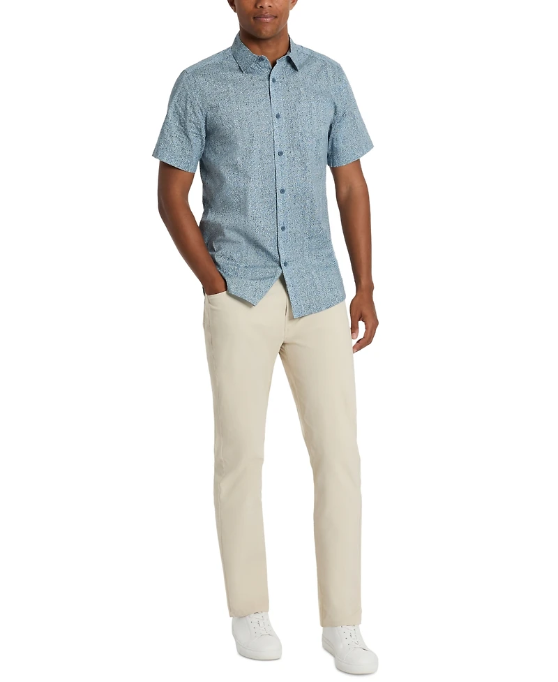 Kenneth Cole Men's Patch Pocket Short Sleeve Button Front Shirt