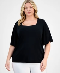 Jm Collection Plus Flutter-Sleeve Top, Exclusively at Macy's
