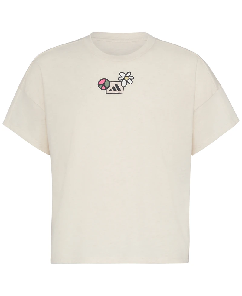 adidas Big Girls Logo Graphic Short-Sleeve Drop-Shoulder T-Shirt