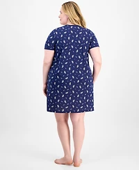 Charter Club Plus Printed Short-Sleeve Sleepshirt, Exclusively at Macy's
