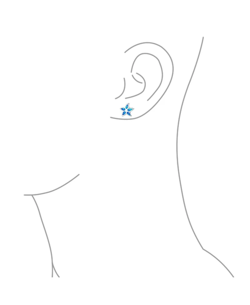Bling Jewelry Blue Opal Starfish Stud Earrings Sterling Silver Ocean Theme