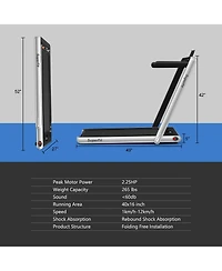 2.25 Hp 2-in-1 Folding Walking Pad Treadmill with Dual Display and App Control