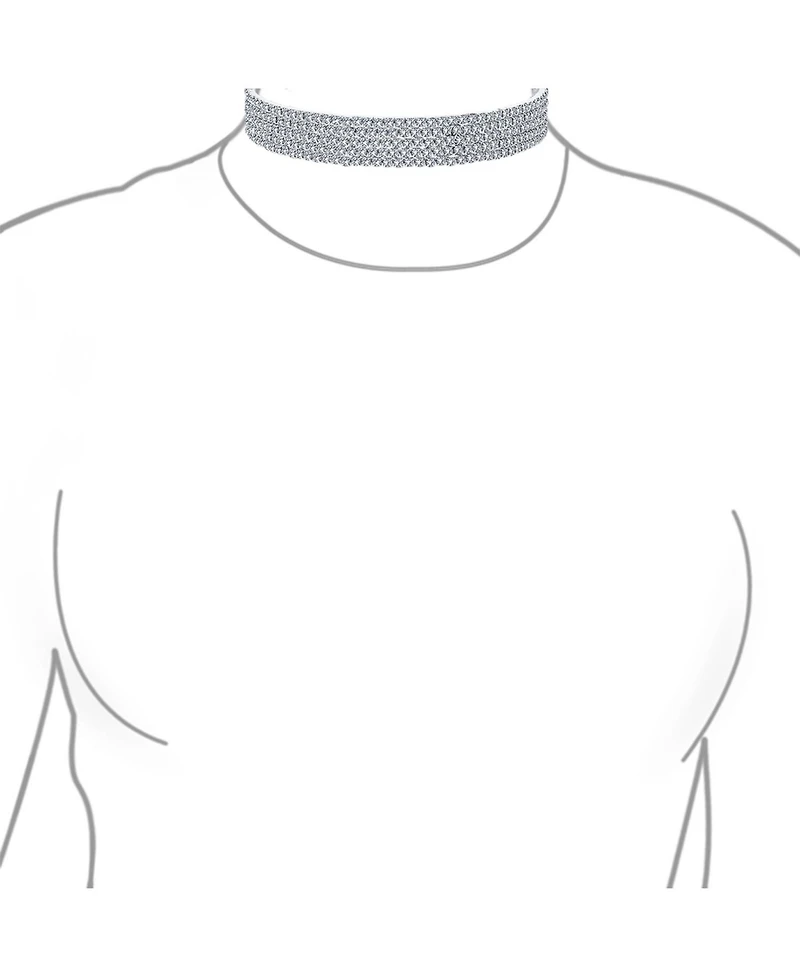 Bling Jewelry Simple Classic Sparkly Rhinestone Necklace Rhodium Plated