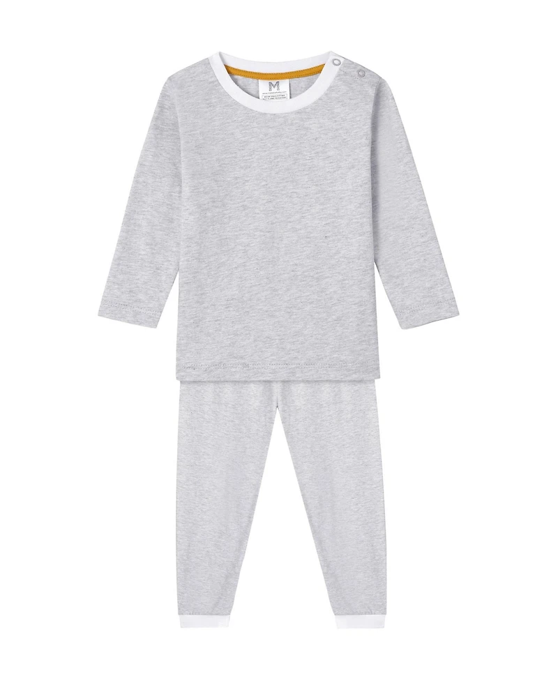Malabar Baby Little Boys Organic Cotton 2PC Pajama Set, Erawan (Grey & White)