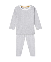 Malabar Baby Little Boys Organic Cotton 2PC Pajama Set, Erawan (Grey & White)