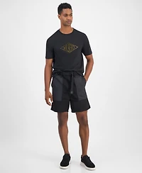 Hugo Boss Men's Gabri Relaxed Fit Belted Mixed Media 7" Shorts
