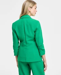 Bar Iii Women's Ruched-Sleeve One-Button Blazer, Exclusively at Macy's