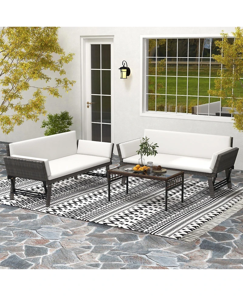 Outdoor Convertible Sofa Daybed with Adjustable Armrests for Balcony
