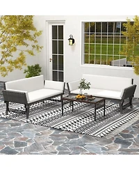 Outdoor Convertible Sofa Daybed with Adjustable Armrests for Balcony