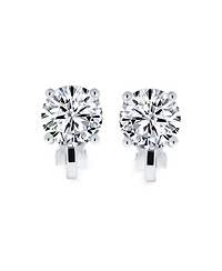 Bling Jewelry 2CT Solitaire Round Cubic Zirconia Cz Clip On Stud Earrings Non Piercing