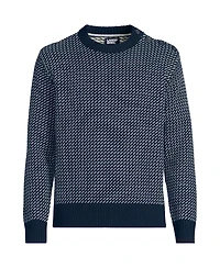 Lands' End Men's Drifter Jacquard Button Up Crewneck Sweater