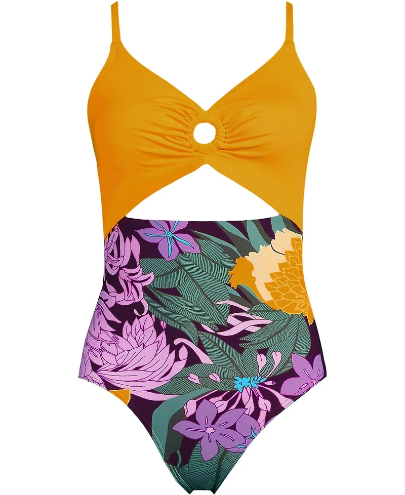 Lands' End Women's O-Ring Monokini One Piece Swimsuit
