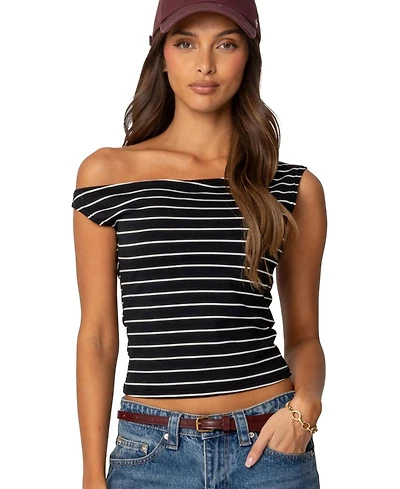 Edikted Women's Keryn Striped Asymmetric Top