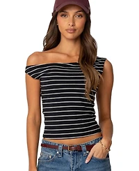 Edikted Women's Keryn Striped Asymmetric Top