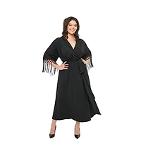 Unique Vintage Plus Tie Wrap Surplice Midi Dress
