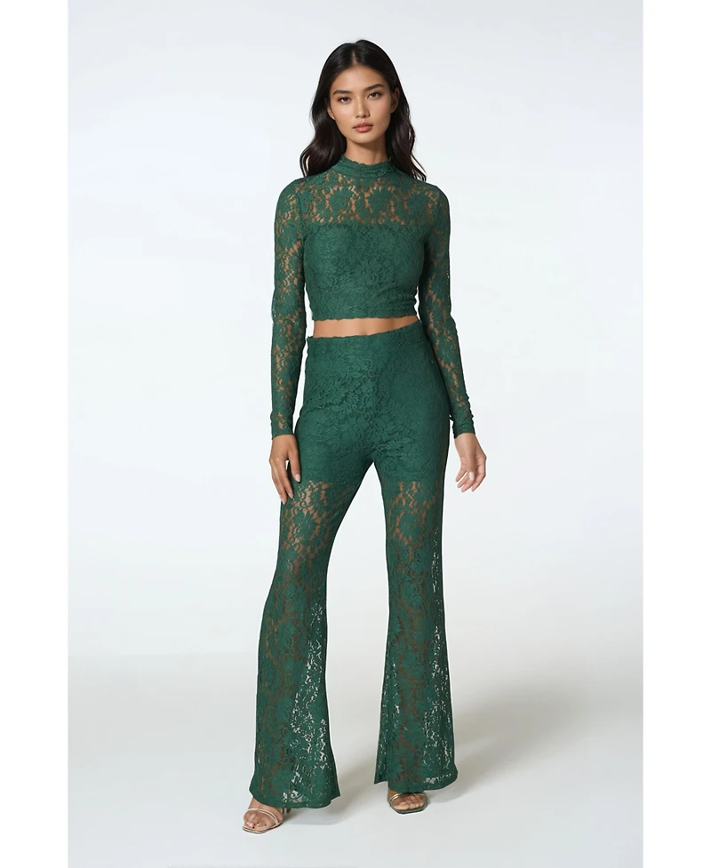 Bebe Women's Two Piece Lace Jumpsuit