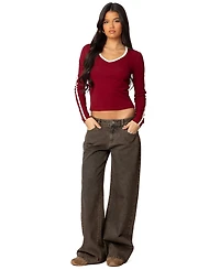 Edikted Womens Zahra Mud Wash Low Rise Jeans