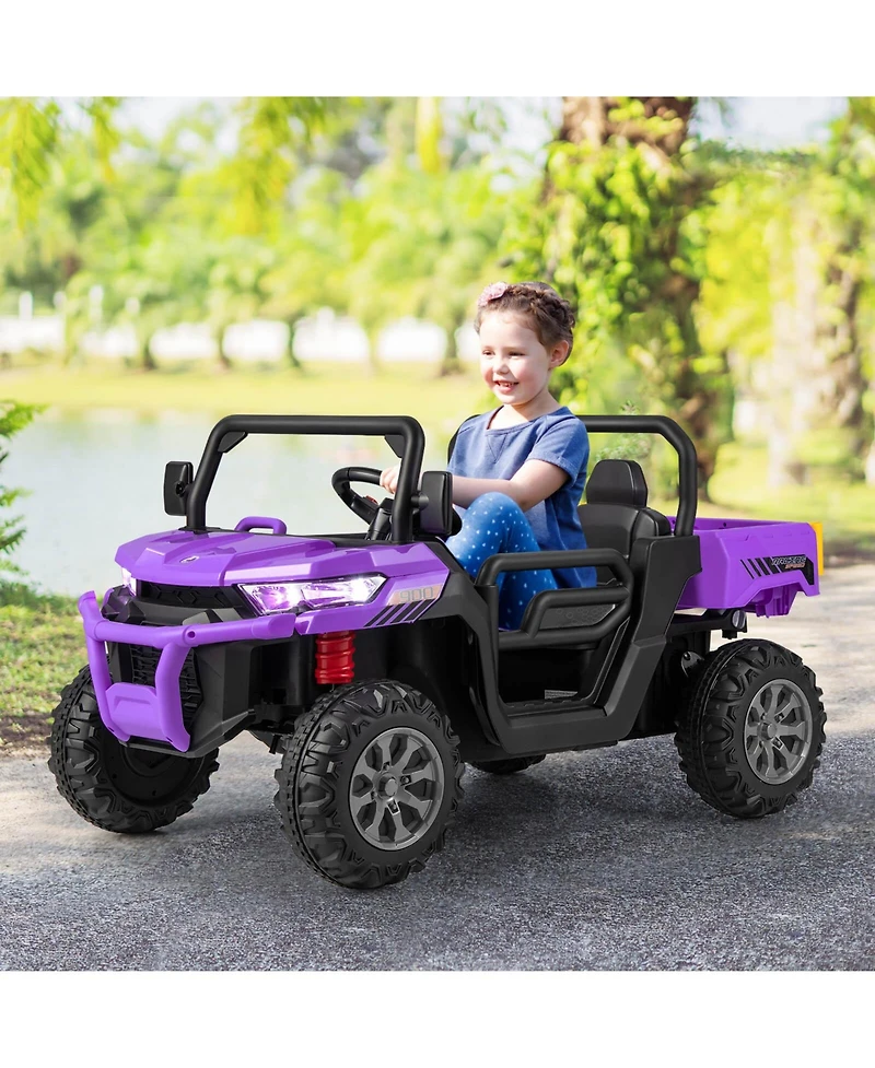 12V Kids Ride On Truck Car with Remote Control and 2 Seaters