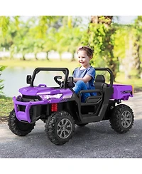 12V Kids Ride On Truck Car with Remote Control and 2 Seaters