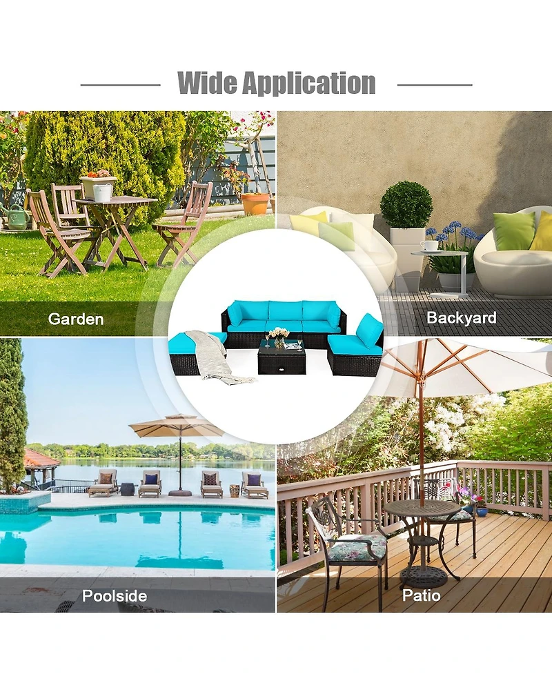 6-Piece Outdoor Patio Sectional Sofa Set with Coffee Table Comfortable and Stylish Seating for Your Garden or Patio