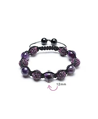 Bling Jewelry Black Pave Crystal Ball Bracelet Cord String Adjustable