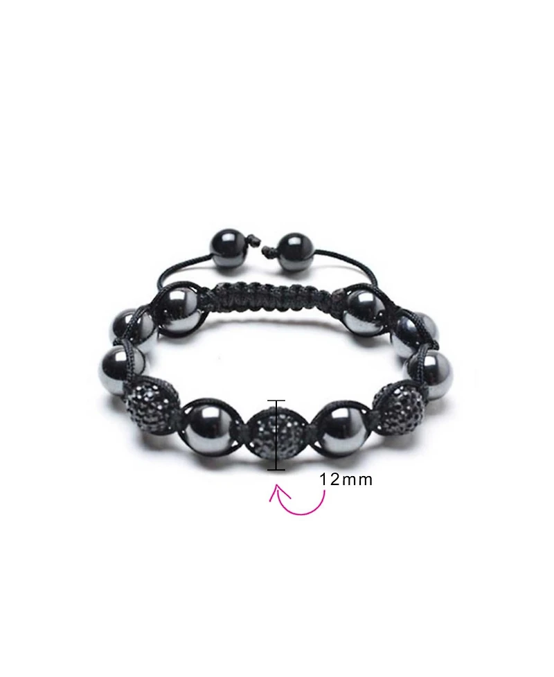 Bling Jewelry Black Pave Crystal Ball Bracelet Cord String Adjustable