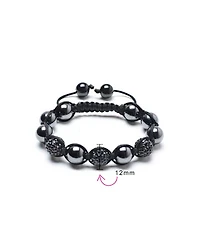 Bling Jewelry Black Pave Crystal Ball Bracelet Cord String Adjustable