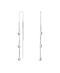 Bling Jewelry Classic Minimalist Dangle Chandelier Earrings with Cz in Sterling Silver Linear Design