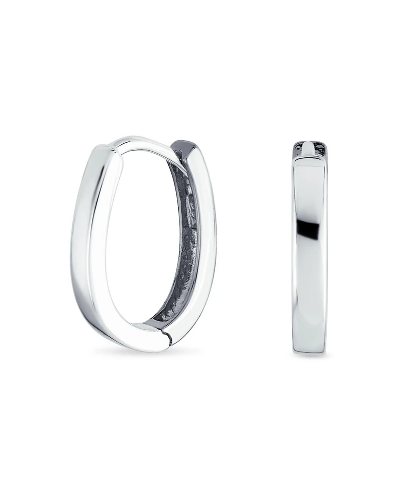 Bling Jewelry Square Pyramid Shaped Scroll Swirl Filigree Kpop Huggie Earrings Hoop .925 Sterling Silver