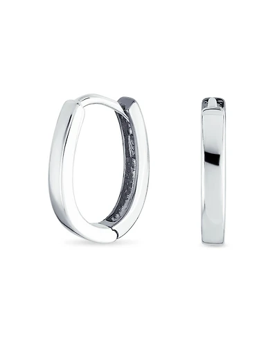 Bling Jewelry Square Pyramid Shaped Scroll Swirl Filigree Kpop Huggie Earrings Hoop .925 Sterling Silver