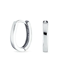 Bling Jewelry Square Pyramid Shaped Scroll Swirl Filigree Kpop Huggie Earrings Hoop .925 Sterling Silver