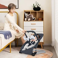 Slickblue Kids Portable Bouncer Chair with Removable Cover and Interactive Toy Bar